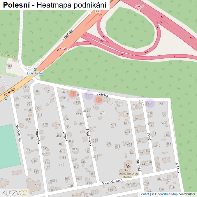 Mapa Polesní - Firmy v ulici.