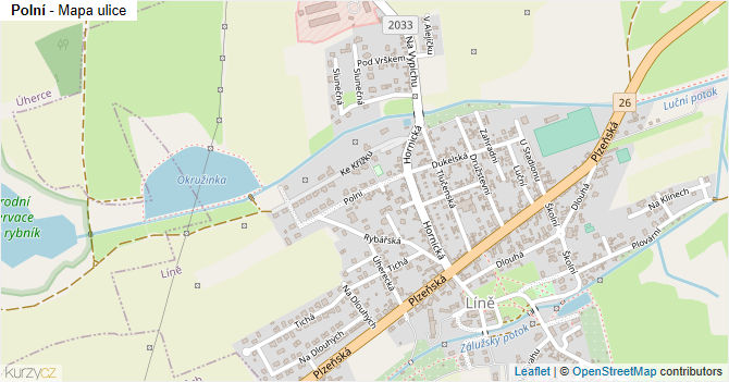 Polní - mapa ulice