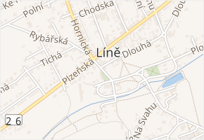 sady Pionýrů v obci Líně - mapa ulice