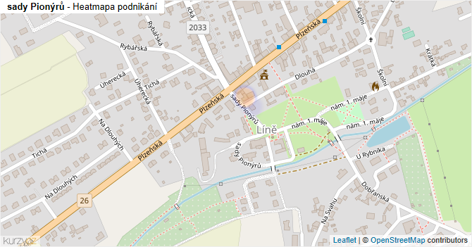 sady Pionýrů - mapa podnikání