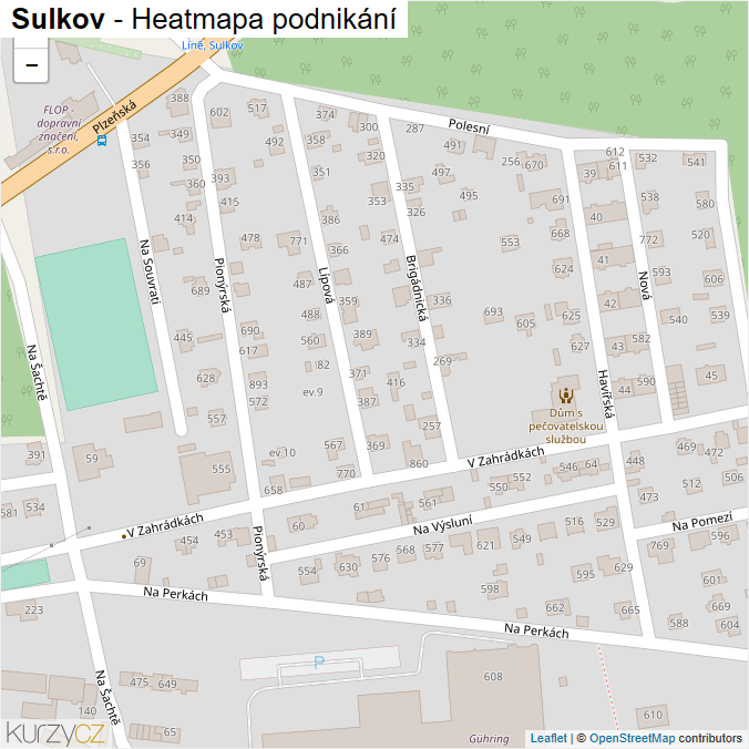 Mapa Sulkov - Firmy v ulici.