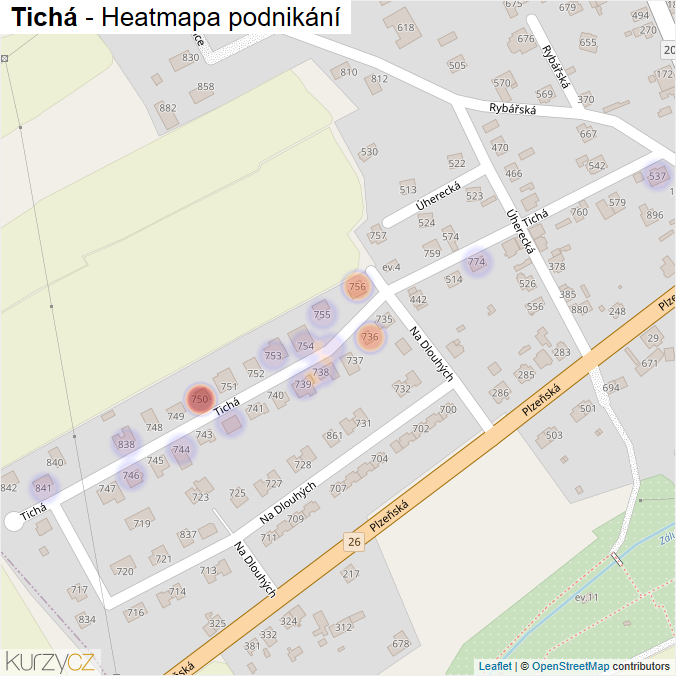 Mapa Tichá - Firmy v ulici.