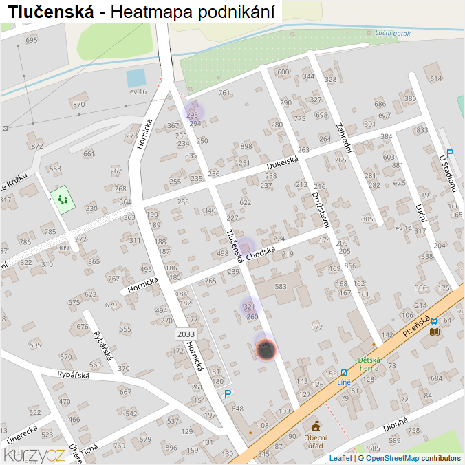 Mapa Tlučenská - Firmy v ulici.