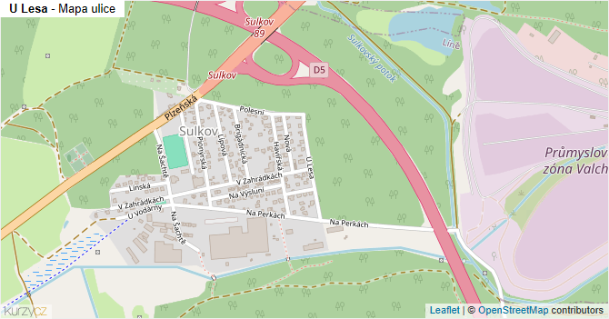 U Lesa - mapa ulice