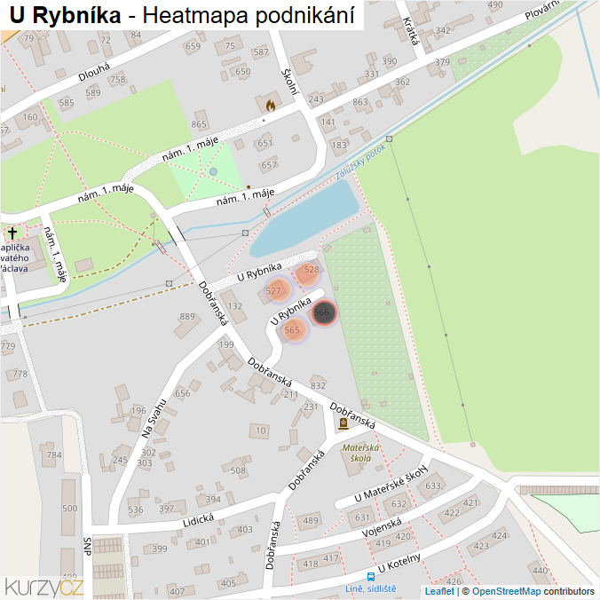 Mapa U Rybníka - Firmy v ulici.