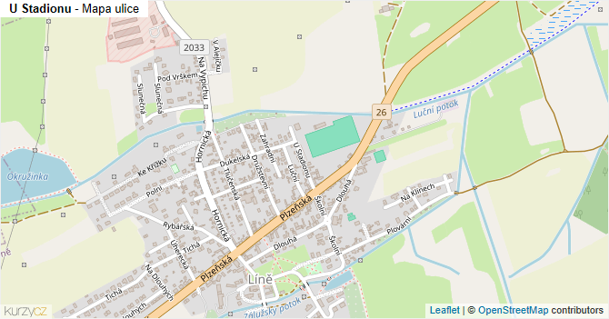 U Stadionu - mapa ulice