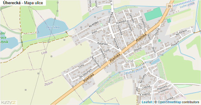 Úherecká - mapa ulice