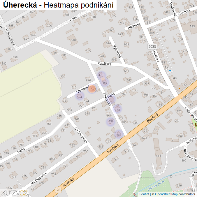 Mapa Úherecká - Firmy v ulici.