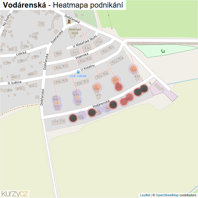 Mapa Vodárenská - Firmy v ulici.