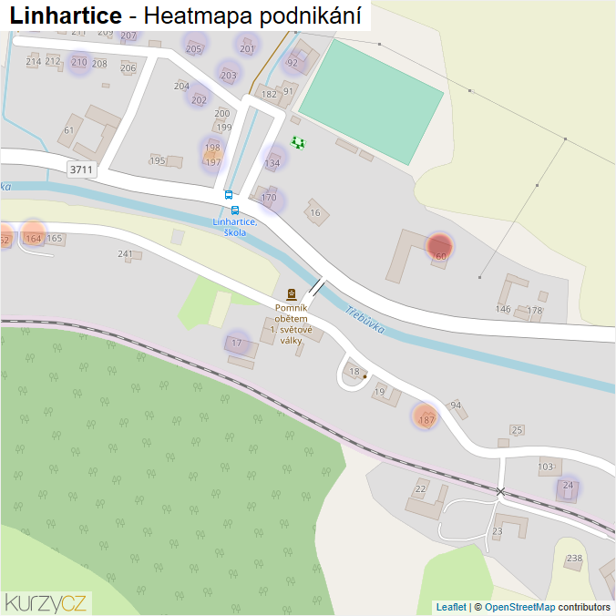 Mapa Linhartice - Firmy v části obce.