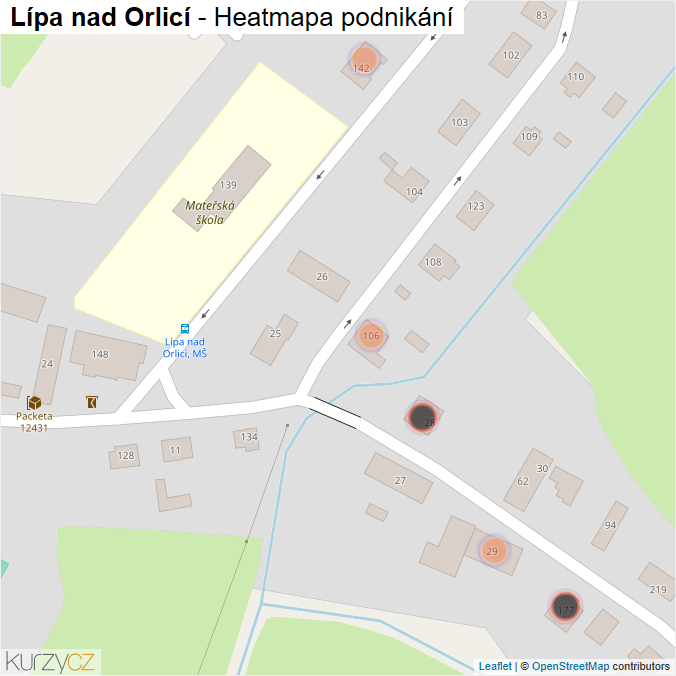 Mapa Lípa nad Orlicí - Firmy v obci.