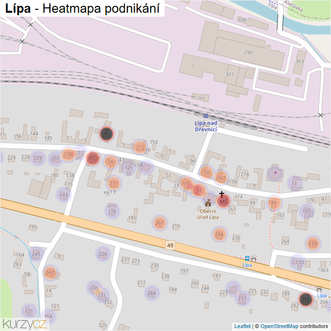 Mapa Lípa - Firmy v části obce.