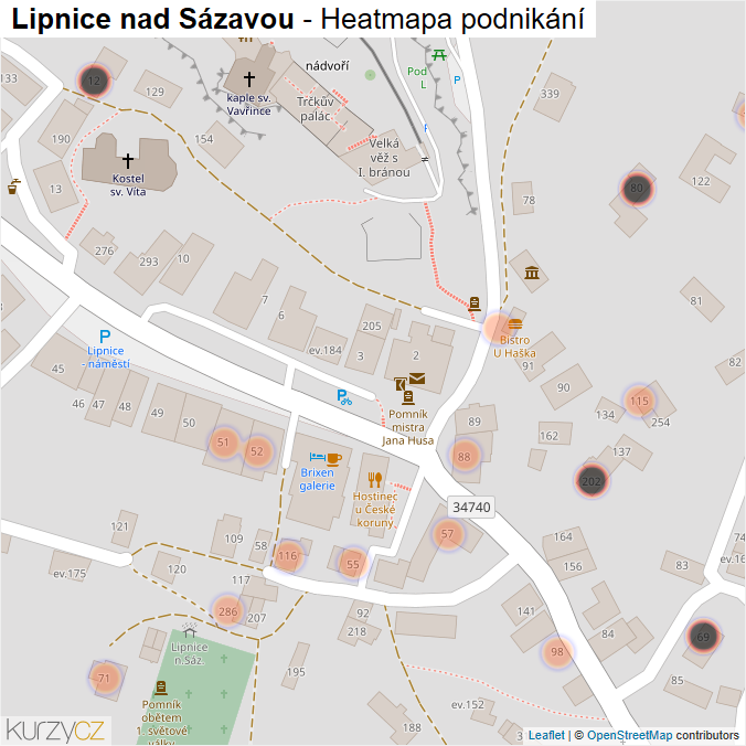 Mapa Lipnice nad Sázavou - Firmy v obci.