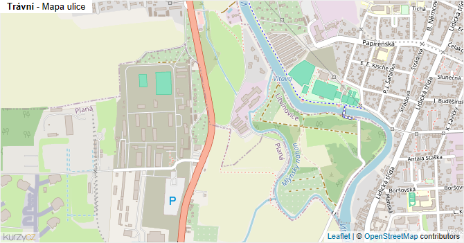 Trávní - mapa ulice