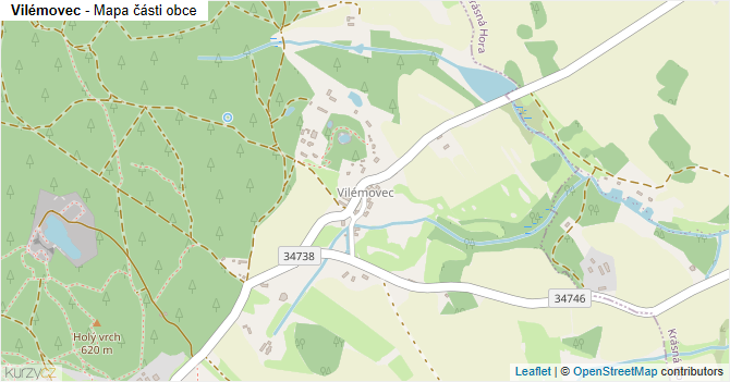 Vilémovec - mapa části obce