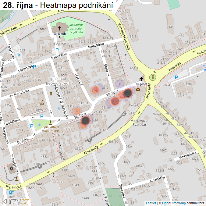 Mapa 28. října - Firmy v ulici.