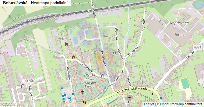 Bohuslávská - mapa podnikání