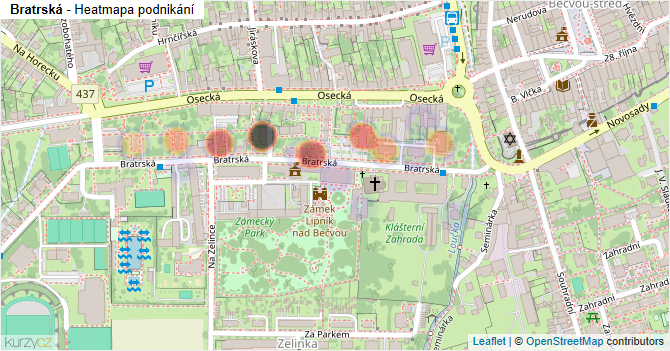 Bratrská - mapa podnikání
