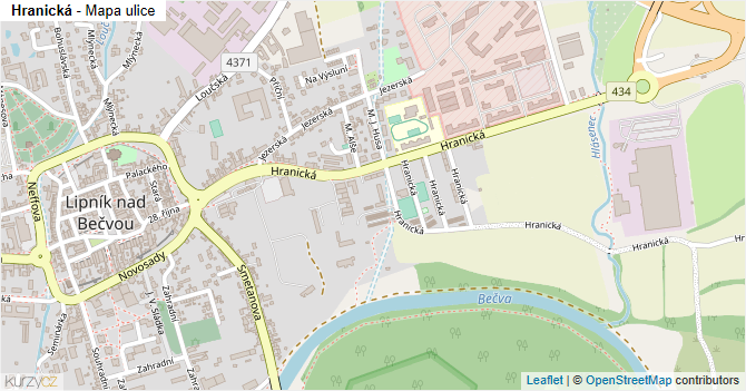 Hranická - mapa ulice