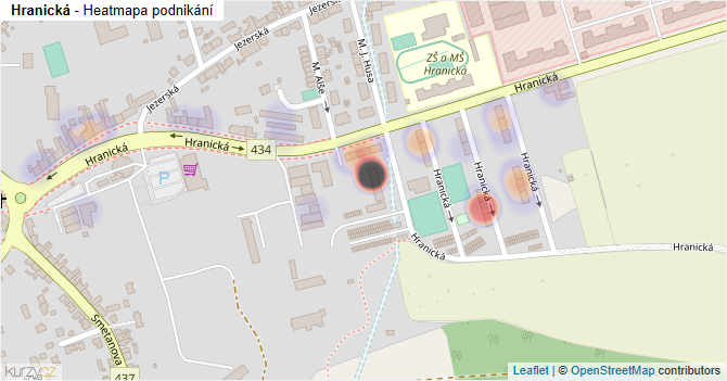Hranická - mapa podnikání