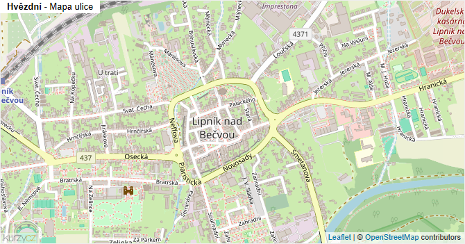 Hvězdní - mapa ulice