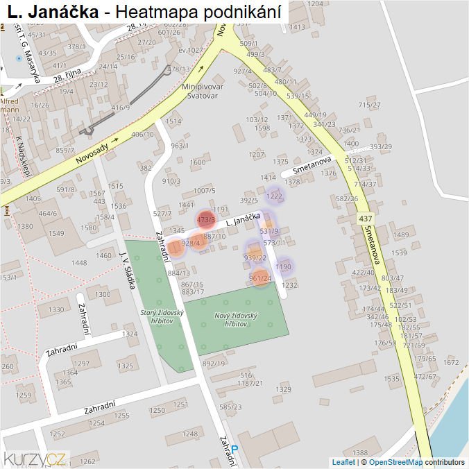Mapa L. Janáčka - Firmy v ulici.