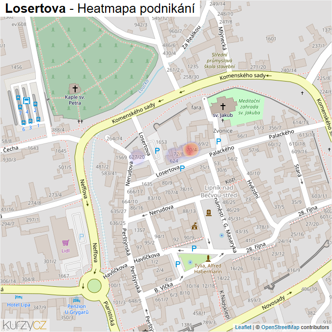 Mapa Losertova - Firmy v ulici.