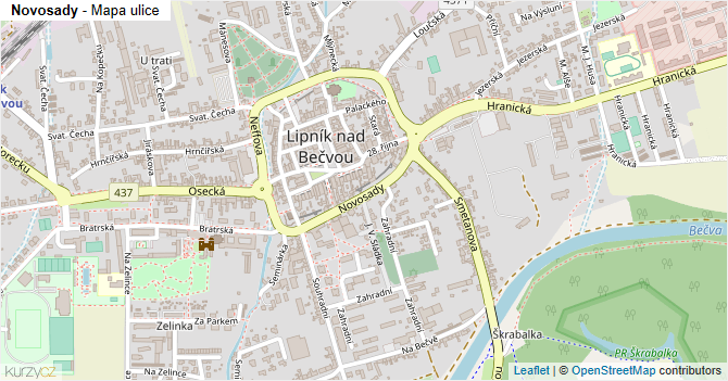 Novosady - mapa ulice