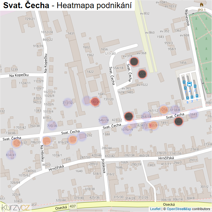 Mapa Svat. Čecha - Firmy v ulici.