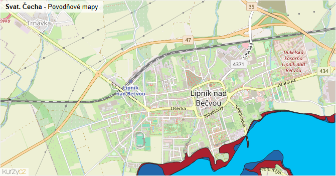 Svat. Čecha - záplavové mapy stoleté vody