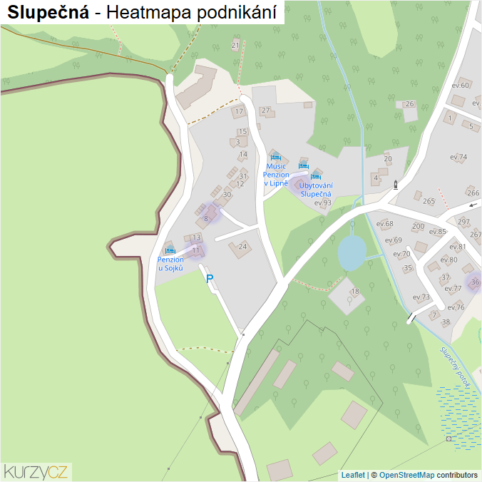 Mapa Slupečná - Firmy v části obce.