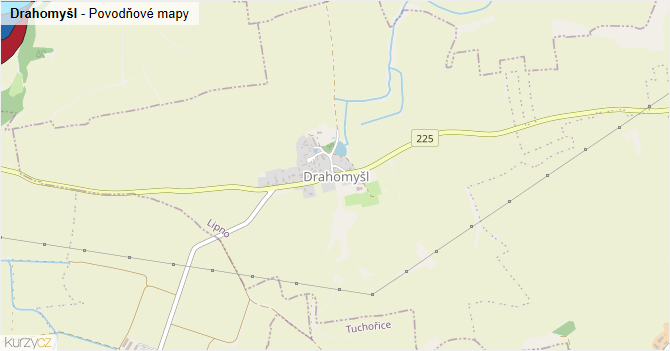 Drahomyšl - záplavové mapy stoleté vody