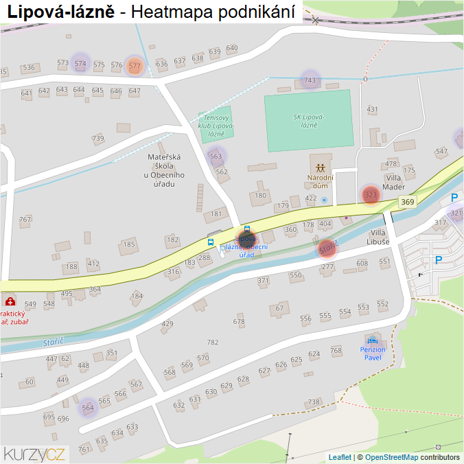 Mapa Lipová-lázně - Firmy v obci.