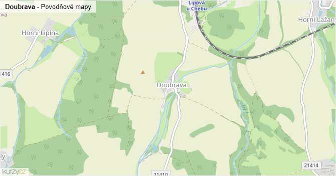 Doubrava - záplavové mapy stoleté vody