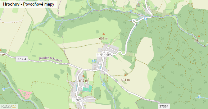 Hrochov - záplavové mapy stoleté vody