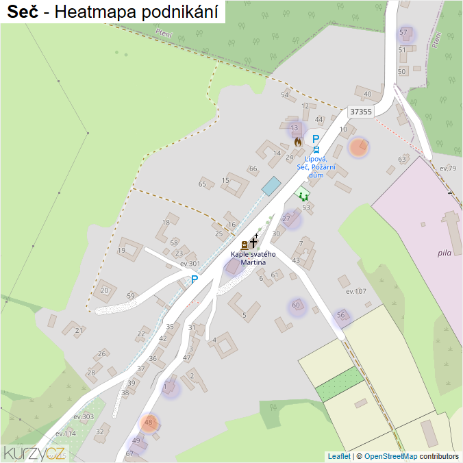 Mapa Seč - Firmy v části obce.