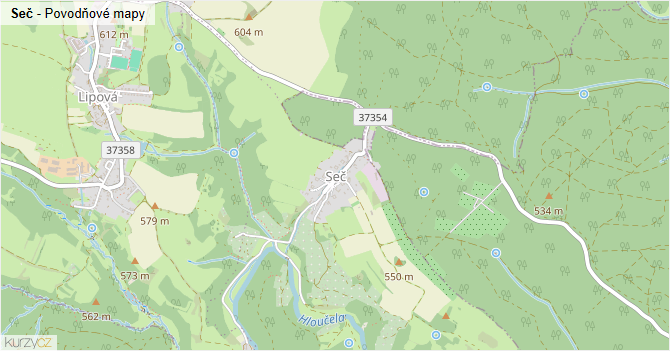 Seč - záplavové mapy stoleté vody
