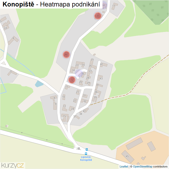 Mapa Konopiště - Firmy v části obce.