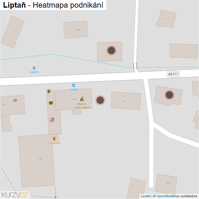 Mapa Liptaň - Firmy v obci.