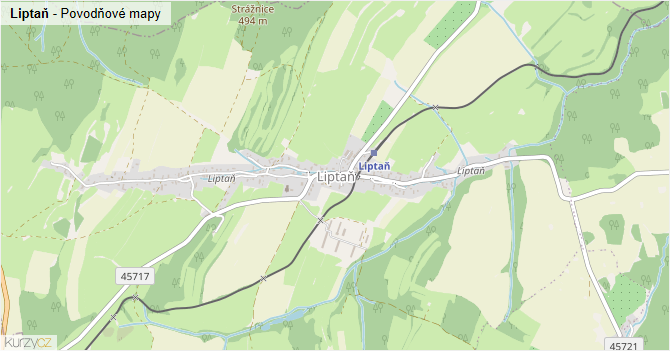 Liptaň - záplavové mapy stoleté vody