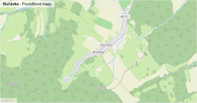 Bučávka - záplavové mapy stoleté vody