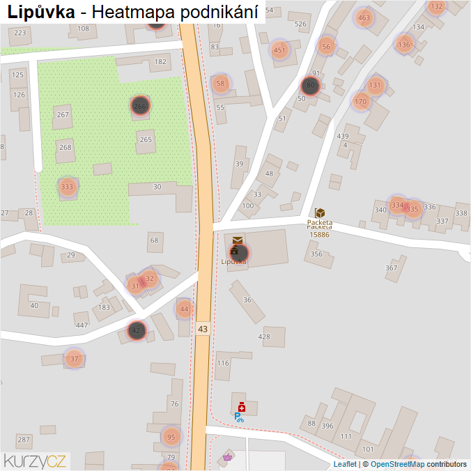 Mapa Lipůvka - Firmy v obci.