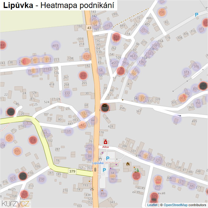 Mapa Lipůvka - Firmy v části obce.