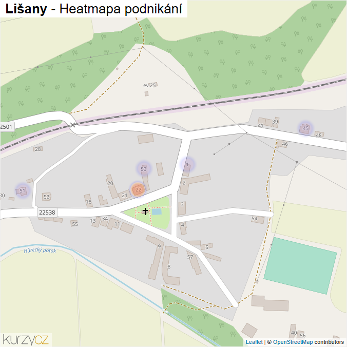 Mapa Lišany - Firmy v části obce.