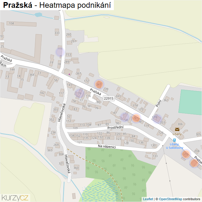 Mapa Pražská - Firmy v ulici.