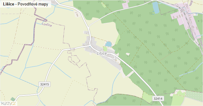 Lišice - záplavové mapy stoleté vody