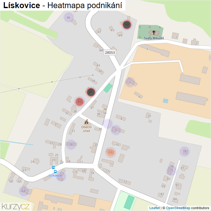 Mapa Lískovice - Firmy v části obce.