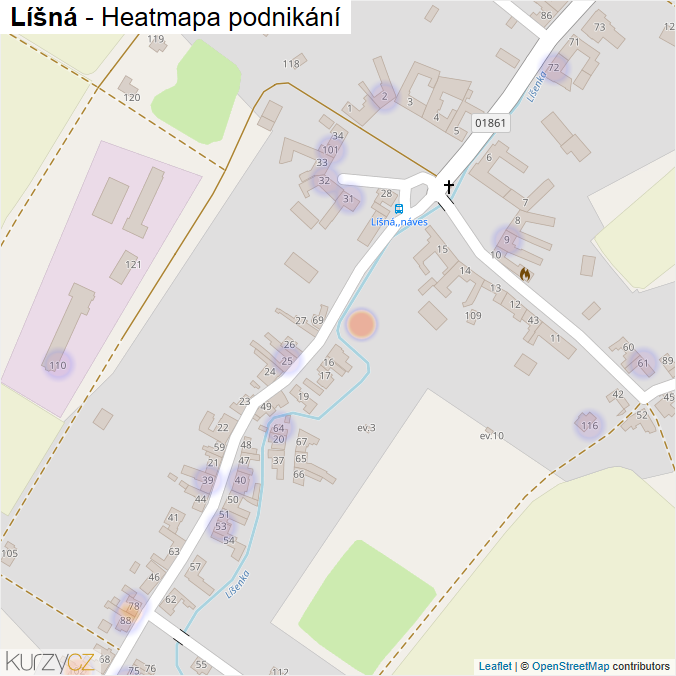 Mapa Líšná - Firmy v části obce.