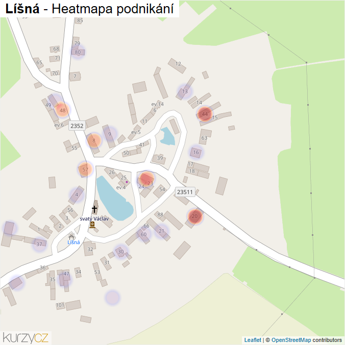 Mapa Líšná - Firmy v části obce.
