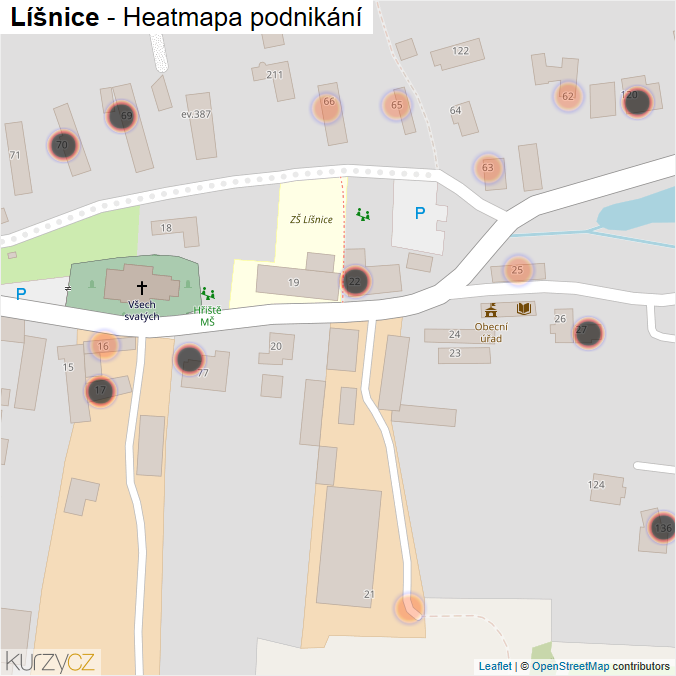 Mapa Líšnice - Firmy v obci.